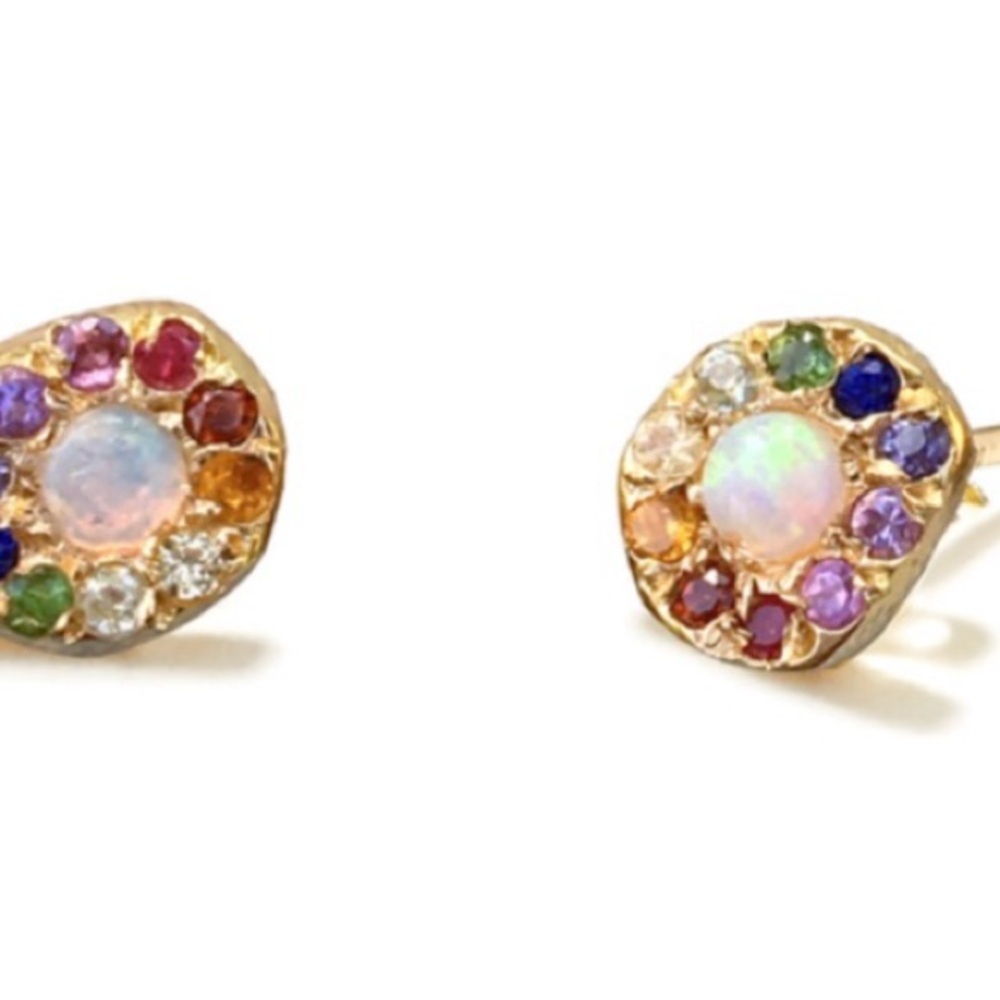 Opal Rainbow Disc Stud Earrings by Elisa Solomon